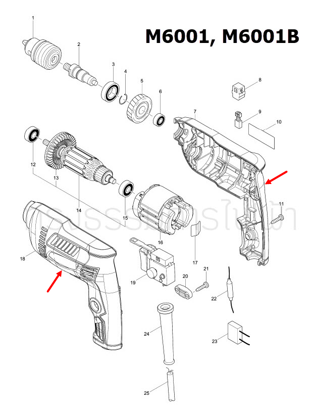 เสื้อฟิลคอยล์ สว่านไฟ้ฟ้า Makita มากีต้า M6001, M6001B, M6002, M6002B [#7, #18] Pn.183D43-2 (แท้) ##
