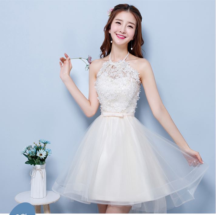 พร้อมเช่า เดรสขาว พรีเวดดิ้ง สวยหวาน กระโปรงตาข่าย ตัวชุดลูกไม้&แต่งโบว์ช่วงเอว (ซิปหลัง)