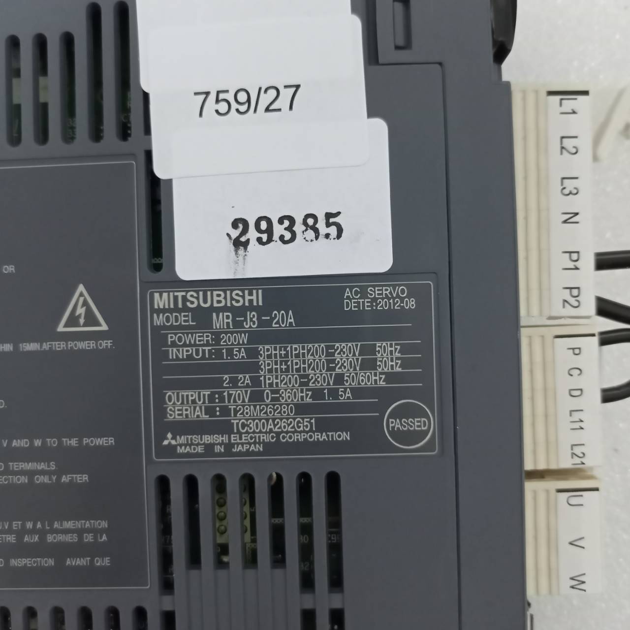 MR-J3-20A SERVO DRIVE " MITSUBISHI "