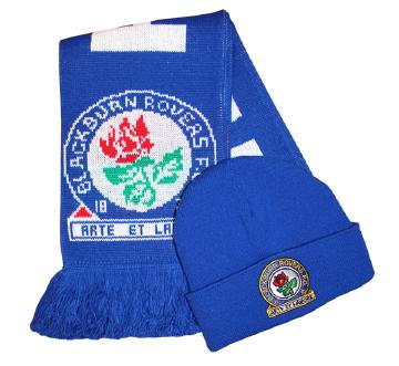 ผ้าพันคอและหมวกที่ระลึกแบล็กเบิร์น Blackburn Rovers Hat/Scarf Kids Set ของแท้ 100%