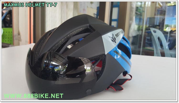 หมวกจักรยาน MAXMUS TT-7 แส่นติดหมวก (มีแว่น 2 ชิ้นเลนส์ดำ+ปรอท)
