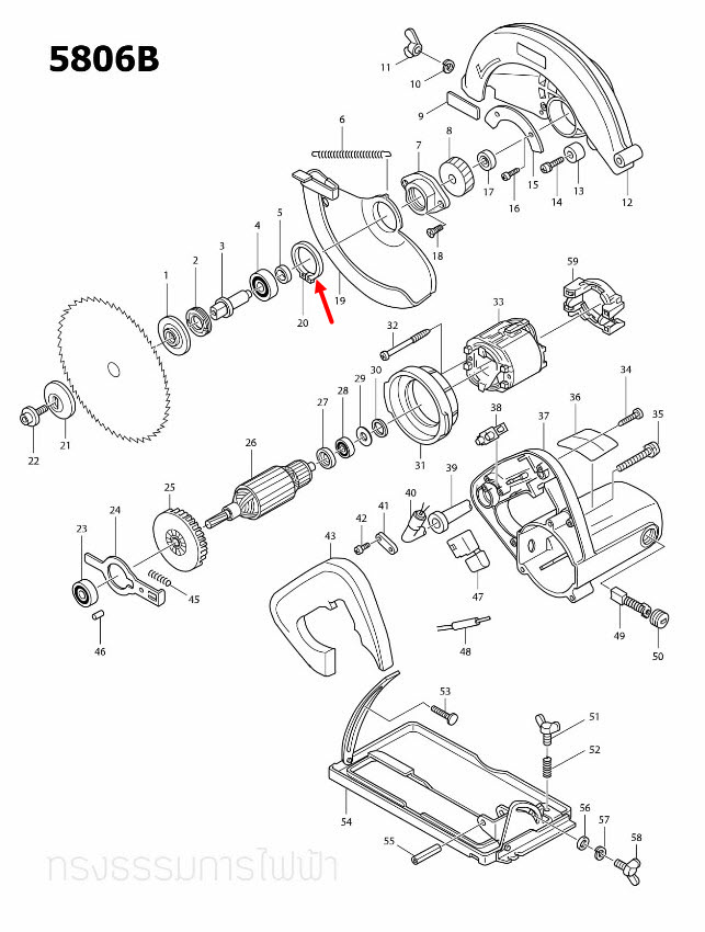 แหวนล็อคนอก เลื่อยวงเดือน Maktec MT560, MT580, MT582, MT583 [#4], Makita-มากีต้า 5800NB [#31], 5806B [#20], M5801, M5801B [#4] Pn.961155-5 (แท้)##