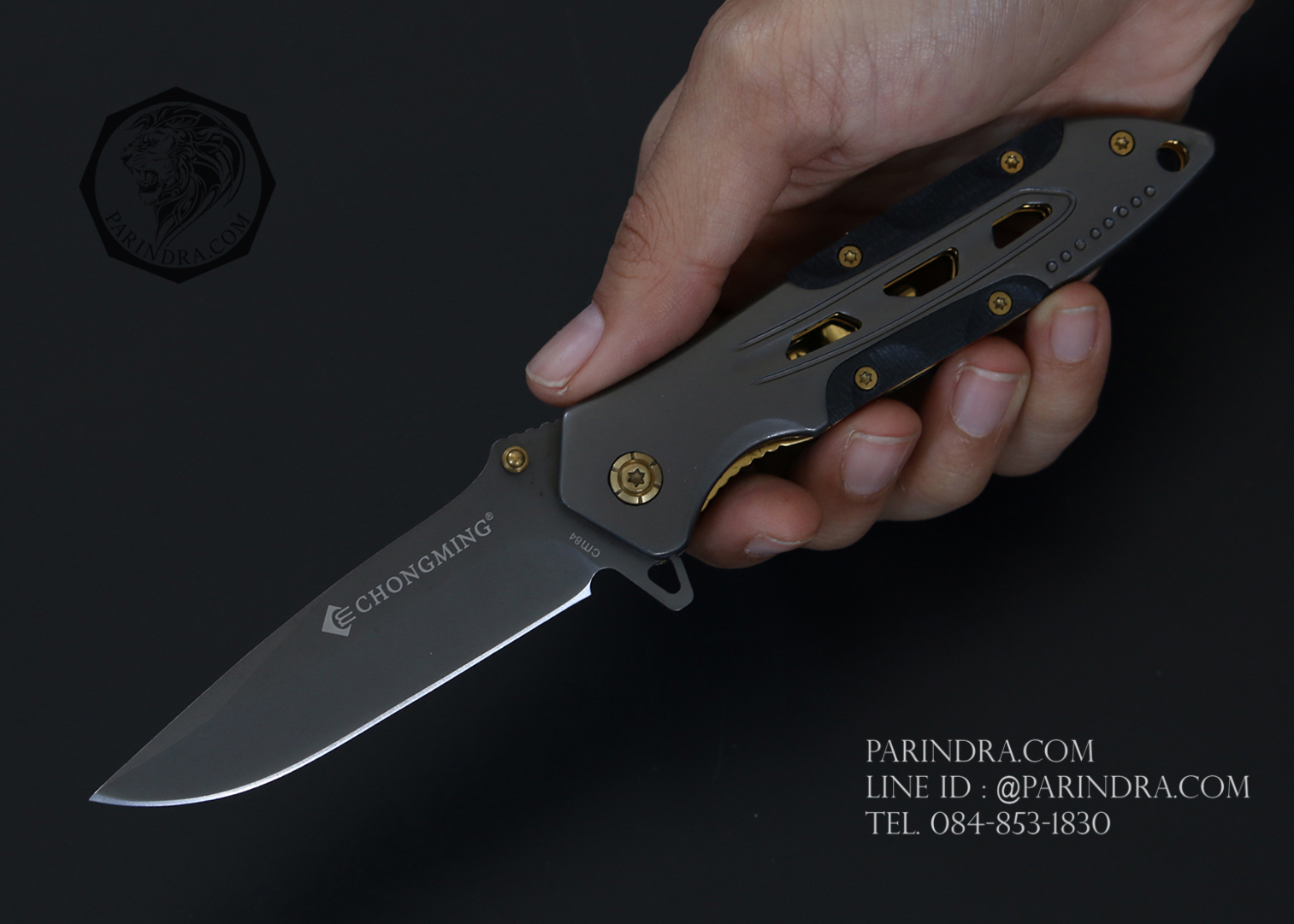 มีดพับ CHONGMING รุ่น CM84 สีเทาตัดทอง