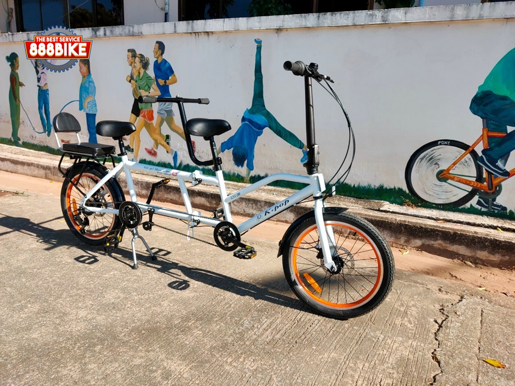 K-POP LG450 จักรยานสองตอน Tandem bicycle Double Folding Bike เกียร์ 8 สปีด พับได้ ล้อ 20นิ้ว เฟรมเหล็ก ปี 2023