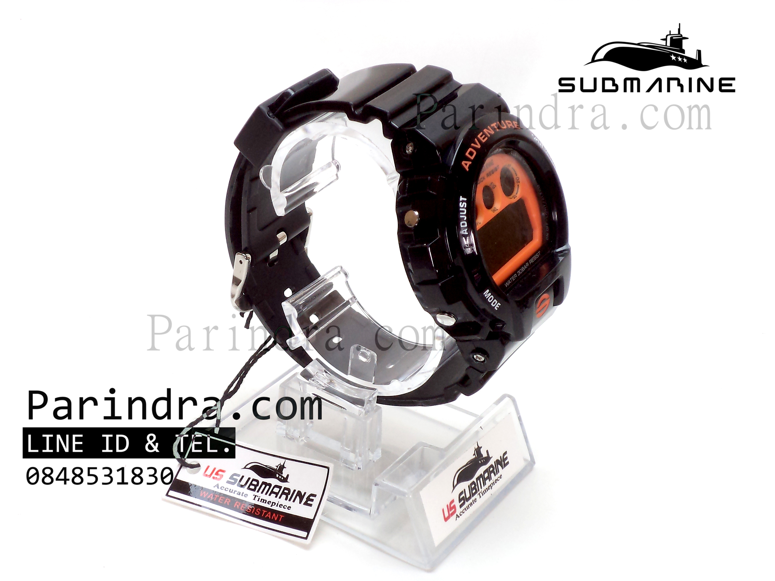 นาฬิกา US submarine Adventure Protector รุ่น TP1279M สีดำตัดส้ม พื้นหลังดำ