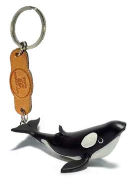 พร้อมส่ง พวงกุญแจหนังแท้ Handmade รูปปลาวาฬเพชฌฆาต
