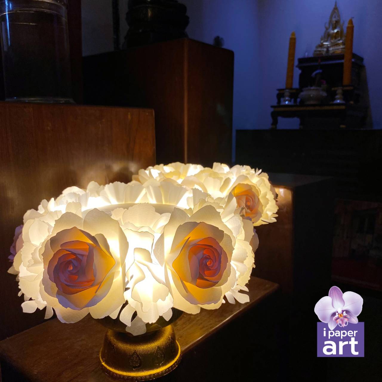 พุ่มเรืองแสง โคมไฟพุ่ม LED แบบสาย USB | วางห้องพระ หิ้งบูชา | สินค้าไทย งานปราณีต