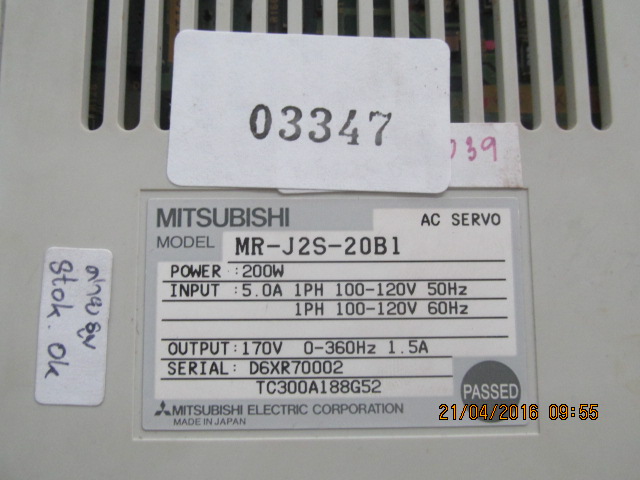 SERVO DRIVE " MITSUBISHI " รุ่น MR-J2S-20B1