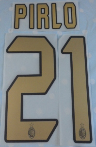 ชุดชื่อและเบอร์ติดเสื้อฟุตบอล #21 ปีร์โล่ สโมสรเอซี มิลาน (ชุดเหย้า 2003/07) PLAYER SIZE ใหม่ / #21 PIRLO AC MILAN Football Club (Home 2003/07) PLAYER SIZE Name and Number Set NEW