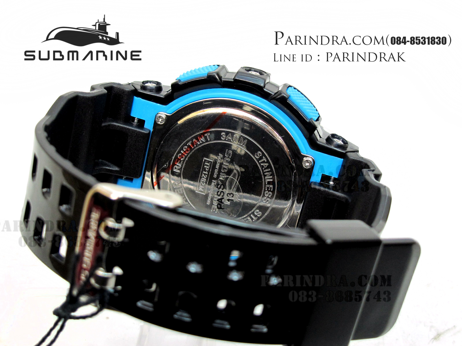 นาฬิกา US submarine รุ่น TP1282M สีดำ-หน้าปัดฟ้า พื้นหลังฟ้า