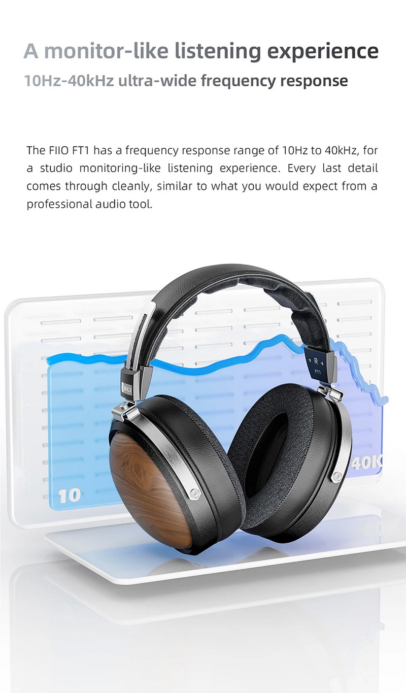 FiiO FT1 หูฟัง Headphones ไดรเวอร์ไดนามิก 60มม. ฝาครอบหูฟังไม้วอลนัทอเมริกัน ประกันศูนย์ไทย