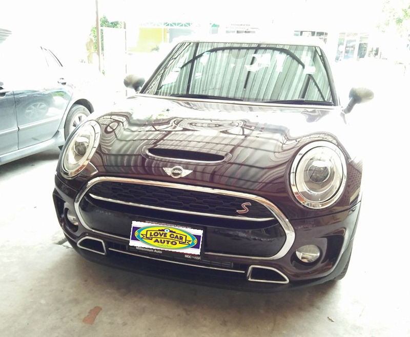 พรมไวนิลดักฝุ่นปูพื้นรถยนต์ Mini Cooper Clubman 2016 ไวนิลสีดำขอบดำ