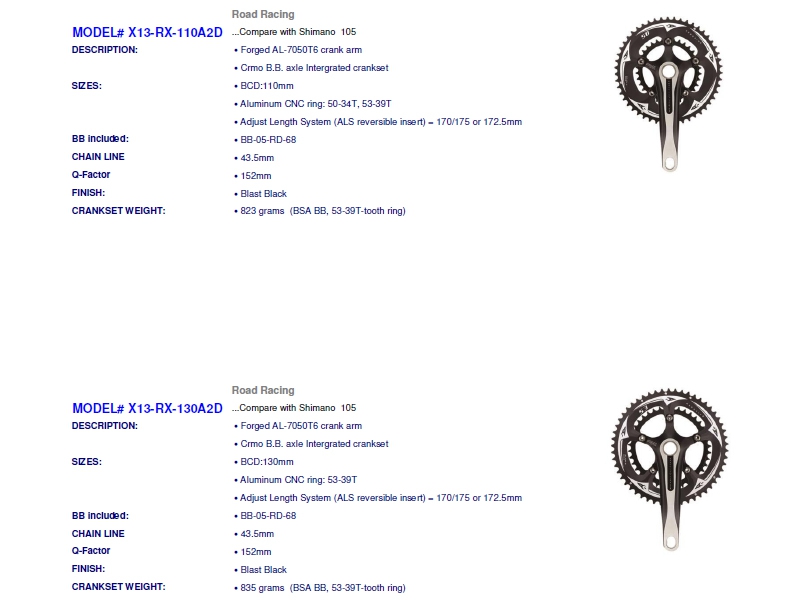 จานหน้า AEROZINE ROTOR RINGS รุ่น AM X13-RX-110A2D Road Racing, 50-34T ขาจาน 170มม