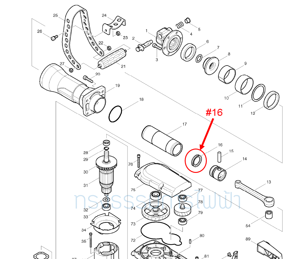แหวนยางลูกสูบ สกัด มากีต้า Makita HM1302, HM1306 [#16] #F1