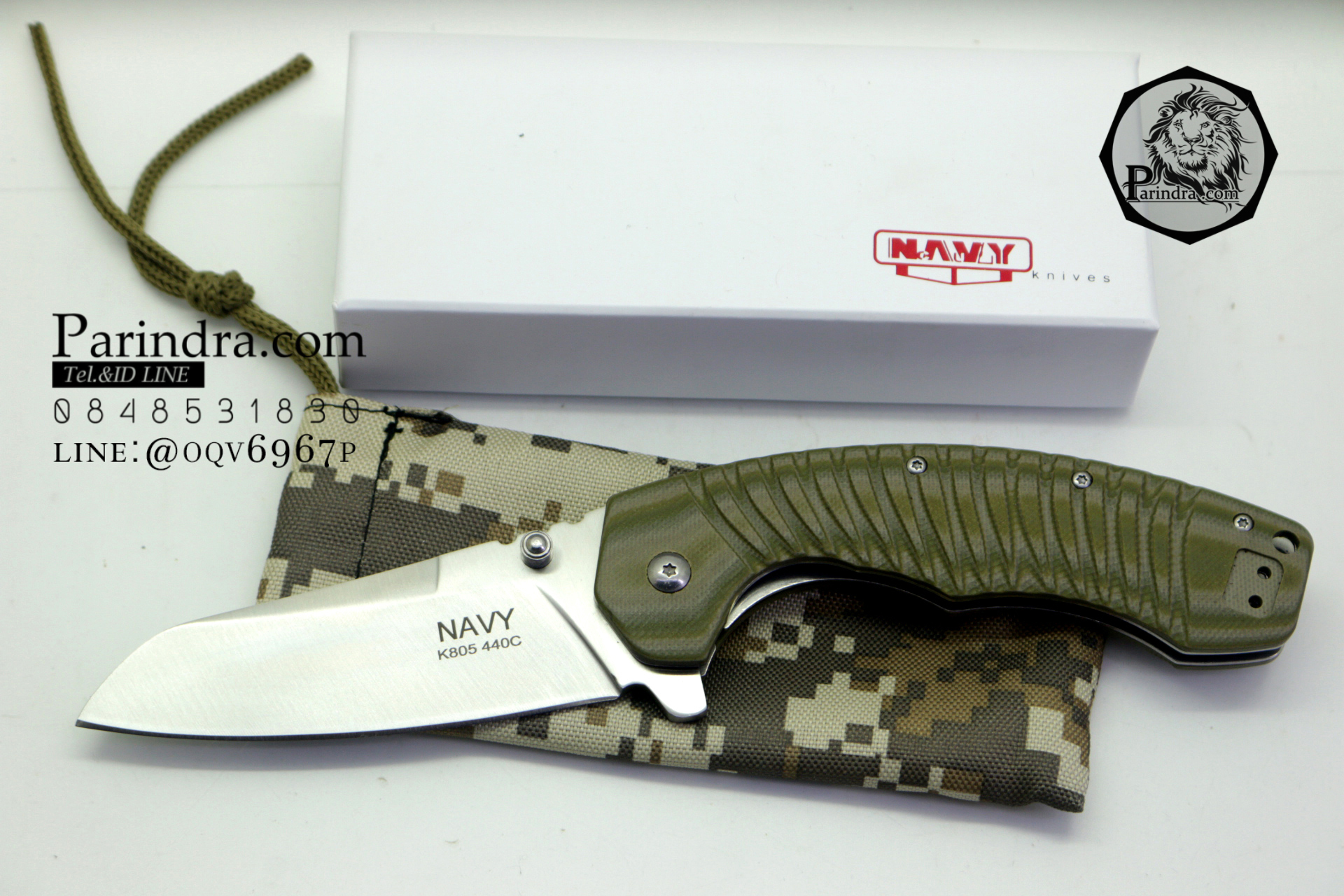 มีดพับ Navy รุ่น K805C สีเขียวทหาร ด้าม G10 ทรงสวย ของแท้ 100%