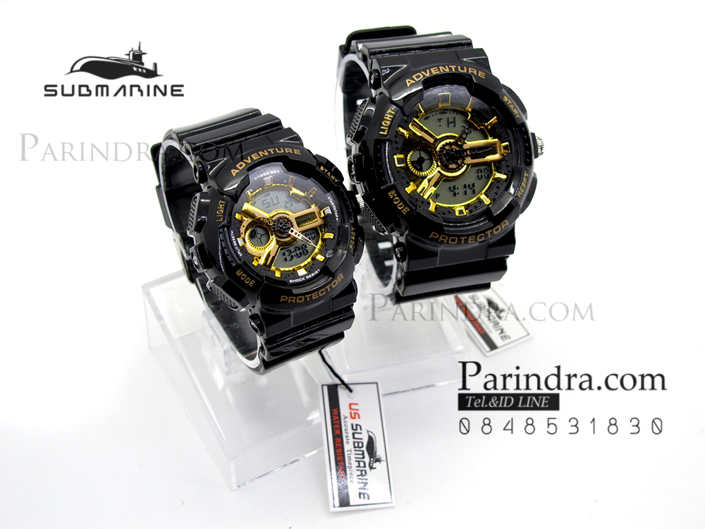 นาฬิกา US submarine Adventure Protector รุ่น TP3163L สีดำ-ทอง พื้นหลังเทา