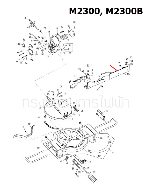 GUIDE RULE แท่นตัดองศา Maktec มาคเทค, Makita มากีต้า MT230 [#23], M2300, M2300B [#126] Pn.23000023 (แท้)##