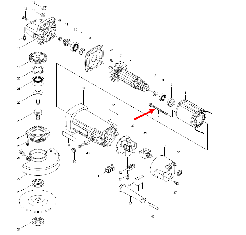 น็อตยึดฟิลคอยล์ (ชุบแข็ง) ยาว 4x70 ใช้กับ หินเจียร, สว่าน เช่น MT952, MT954, GA4030, GA5030, 9553, 9554 Pn.266325-4 (แท้)