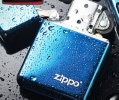 ไฟแช็ค Zippo แท้ 20446ZL แซฟไฟร์ สีฟ้าน้ำทะเลผิวมัน " Zippo Logo Sapphire Blue Finish" แท้นำเข้า 100%