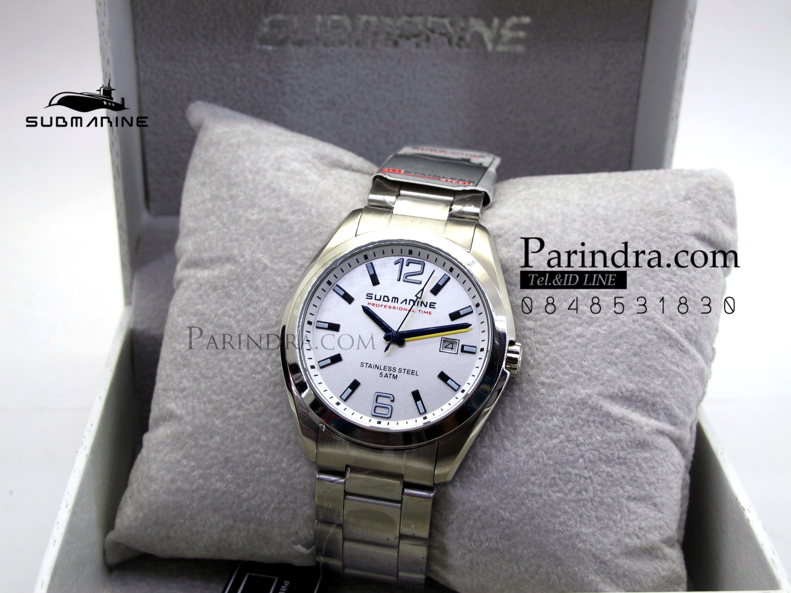 นาฬิกา US submarine Professional Time แสตนเลนแท้เกรดดี รุ่น SUB039 หน้าปัดขาว ขีดสีน้ำเงินเข้ม