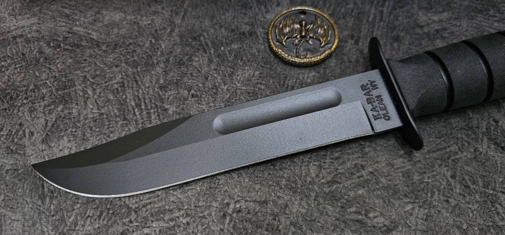 Ka-Bar Bowie Full-Size Knife Black GFN Sheath (7" Black)