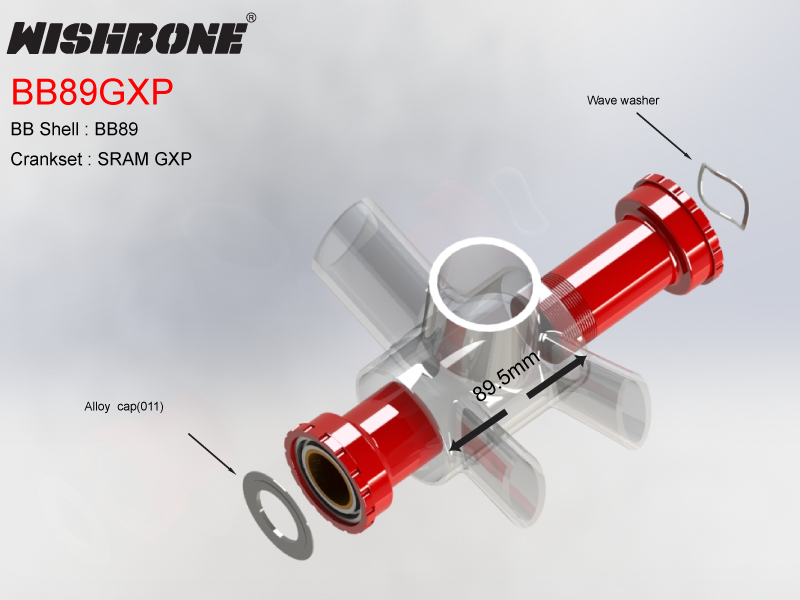 กะโหลก WISHBONE BB89-GXP, SRAM GXP Crankset
