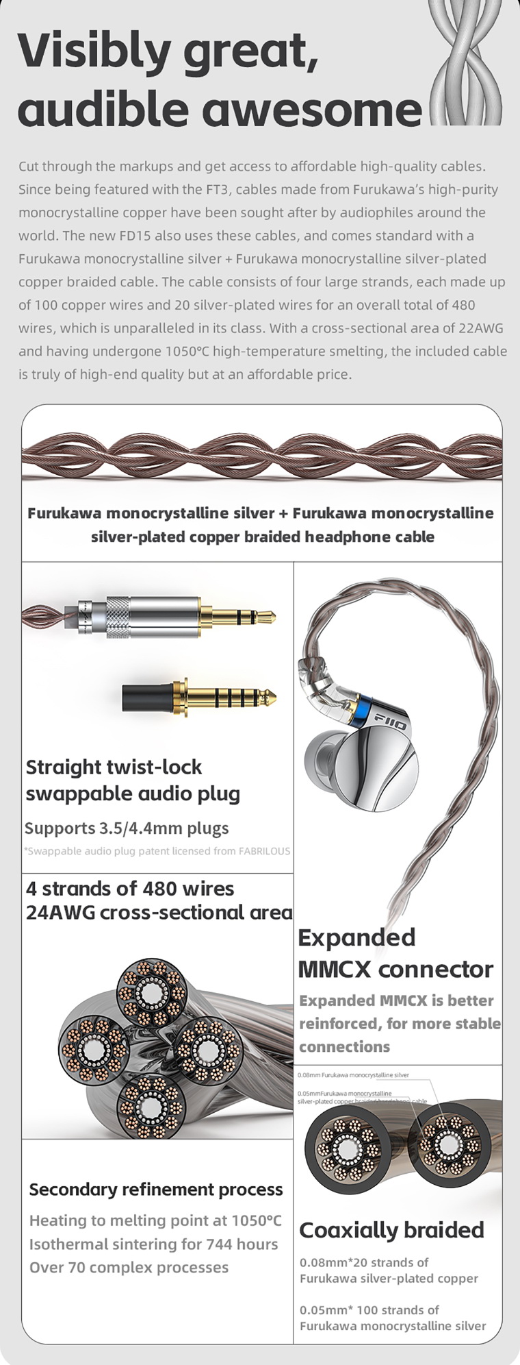 FiiO FD15 หูฟัง IEMs ไดรเวอร์ไดนามิก 13.8 มม.ไดอะแฟรมแมกเนเลียม บอดี้แสตนเลส 316L รองรับ Hi-Res ประกันศูนย์ไทย
