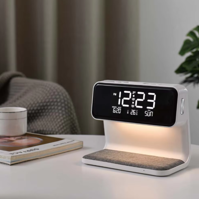 นาฬิกาปลุกดิจิตอล โคมไฟ Wireless Charger รุ่น A26