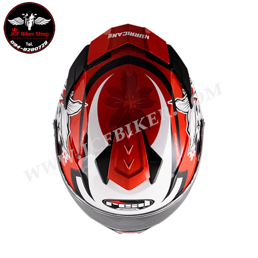 หมวกกันน็อคเต็มใบ หมวกกันน็อค Real Helmets รุ่น Hurricane Koi Sakura ขาว-แดง