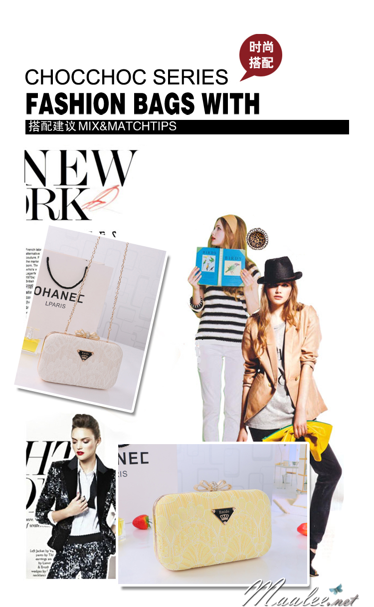 พร้อมส่ง Evening Clutch กระเป๋าออกงาน Emido ทรงสี่เหลี่ยม แบบลูกไม้เรียบหรู สีดำ จุกเปิดเก๋ๆรูปโบว์มีเพชร มาพร้อมสายสะพายยาว