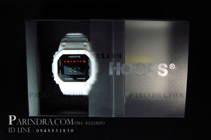 นาฬิกา Hoops ระบบดิจิตอลสีขาวทึบ