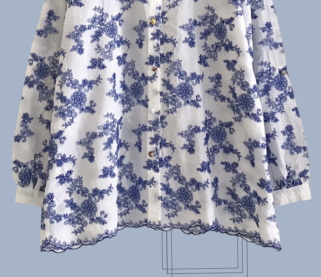 เสื้อผ้าฝ้ายลายปักแต่งปกผ้าลูกไม้