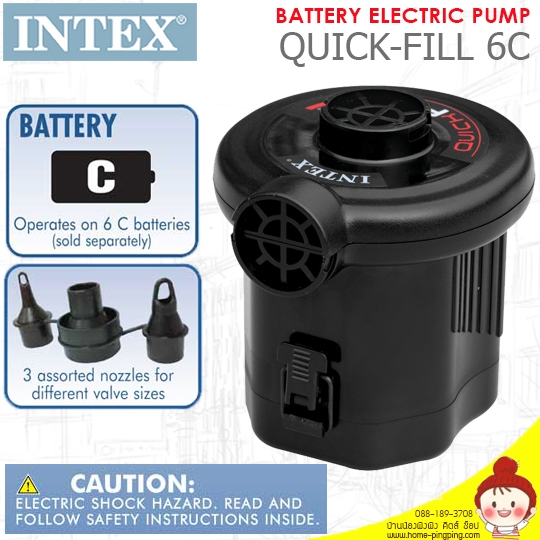 สูบลมไฟฟ้าแบบพกพา พลังแบตเตอร์รี่ Battery Pump Quick-Fill 6C รุ่น 68638 (ใช้ถ่านขนาด C 6 ก้อน) ยี่ห้อ INTEX