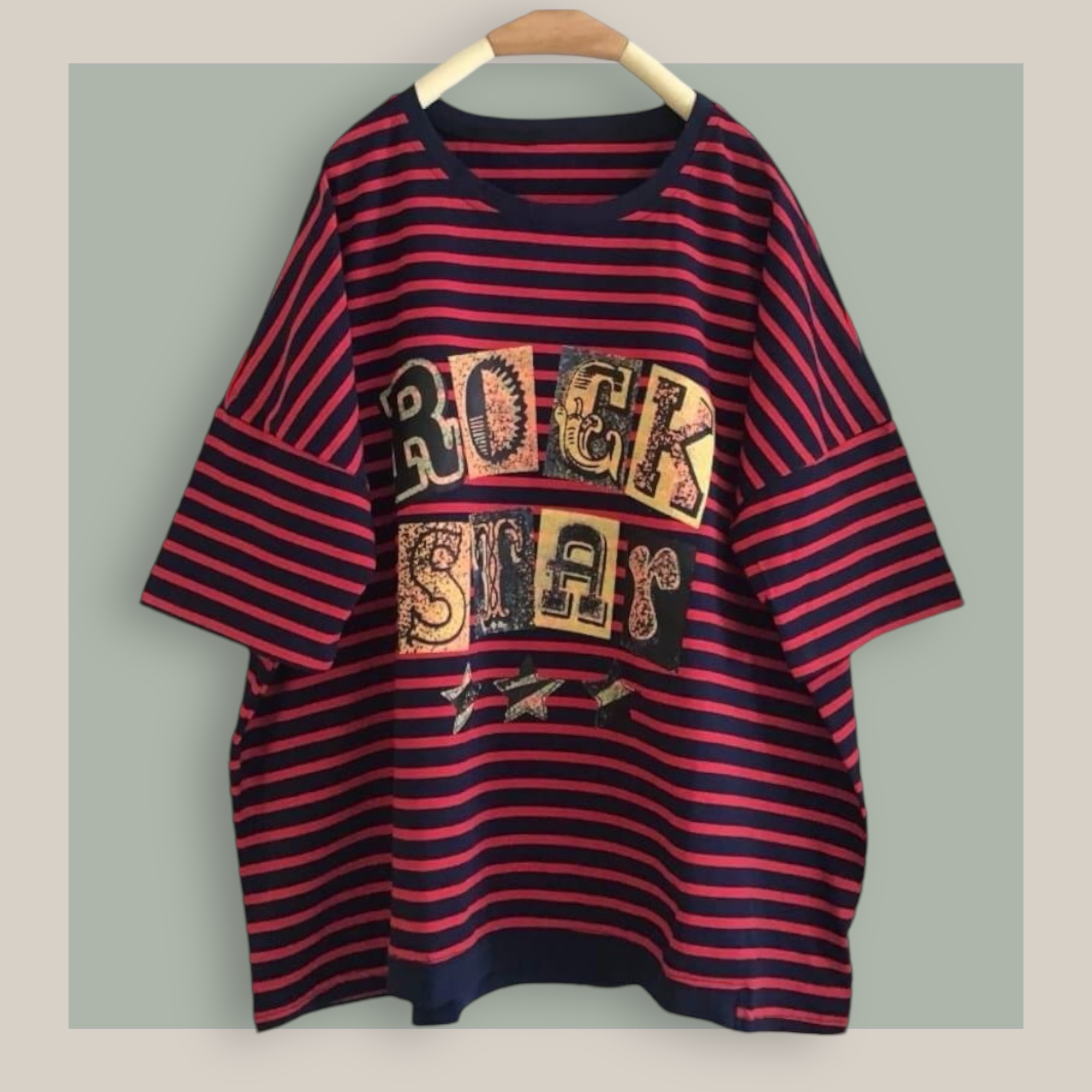 เสื้อยืดลายทางสกรีนลาย
