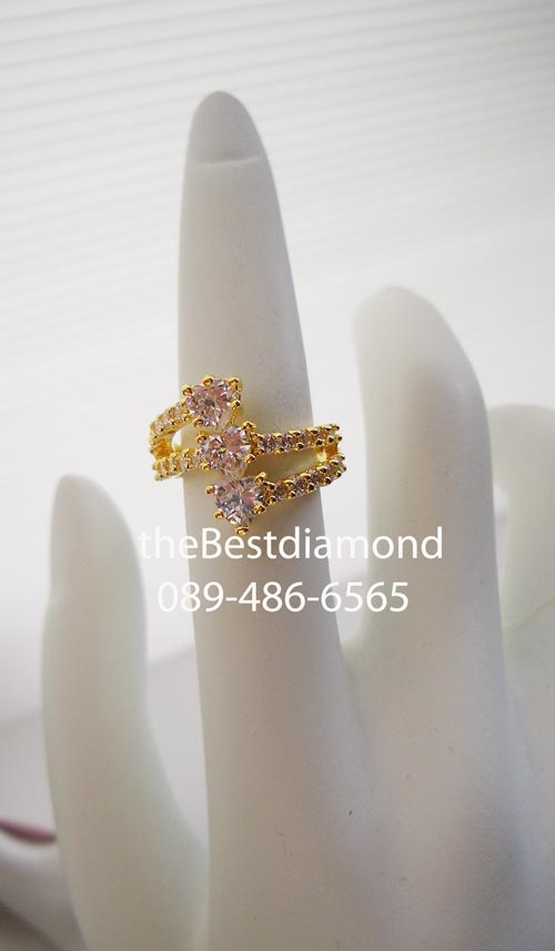 BR610+Perfect 3 heart ring +++ แหวนเพชร cz รูปหัวใจ 3 ดวง ดีไซน์ 3 แถว modern หรูหรา ไฮโซ สุดๆ เพชรแวววาวมากๆๆ