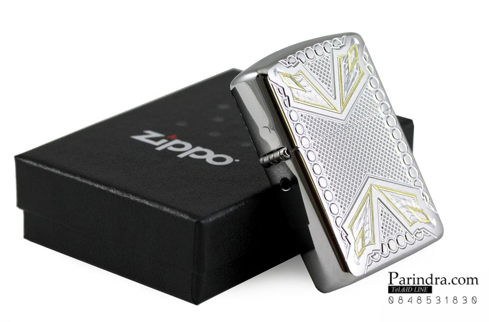 ไฟแช็ค Zippo แท้ ศรจตุรทิศ "Zippo 28808, Armor, Arrowhead Pattern, Deep Carved," แท้นำเข้า 100%