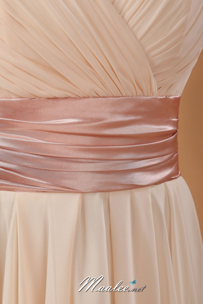 พร้อมเช่า ชุดราตรีสั้น แขนกุด สีน้ำทะเล คอวีหน้า หลัง จับเดรปสวย คาดเอวผ้าซาติน