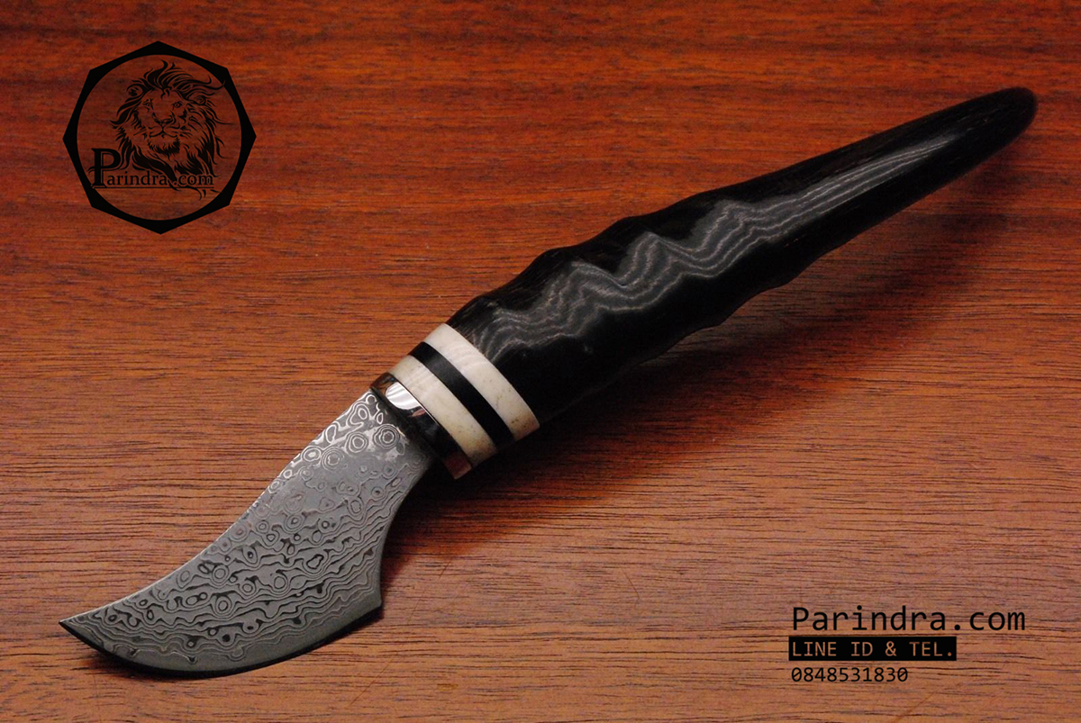 มีดดามัสกัส (Damascus) ด้ามเขากวางกาเซลล์ (Gazelle Horn) สีดำขรึม นำเข้าจาก USA DUSA001
