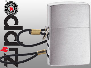 ไฟแช็ค Zippo แท้ สีเงิน รุ่นสายเชือกกันหาย "Zippo 275, Loop & Lanyard-Lossproof Brush Chrome " แท้นำเข้า 100%