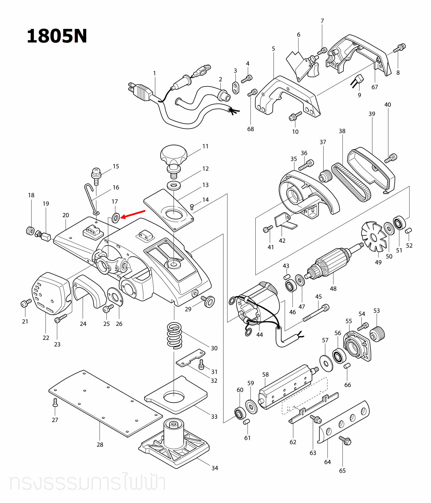 INSULATION WASHER เลื่อยวงเดือน Makita มากีต้า 5402, HM1201, 1804N, 1805N, 2414, 5103N, 5201N, 5401N, 3501N Pn.681002-1 (แท้)+