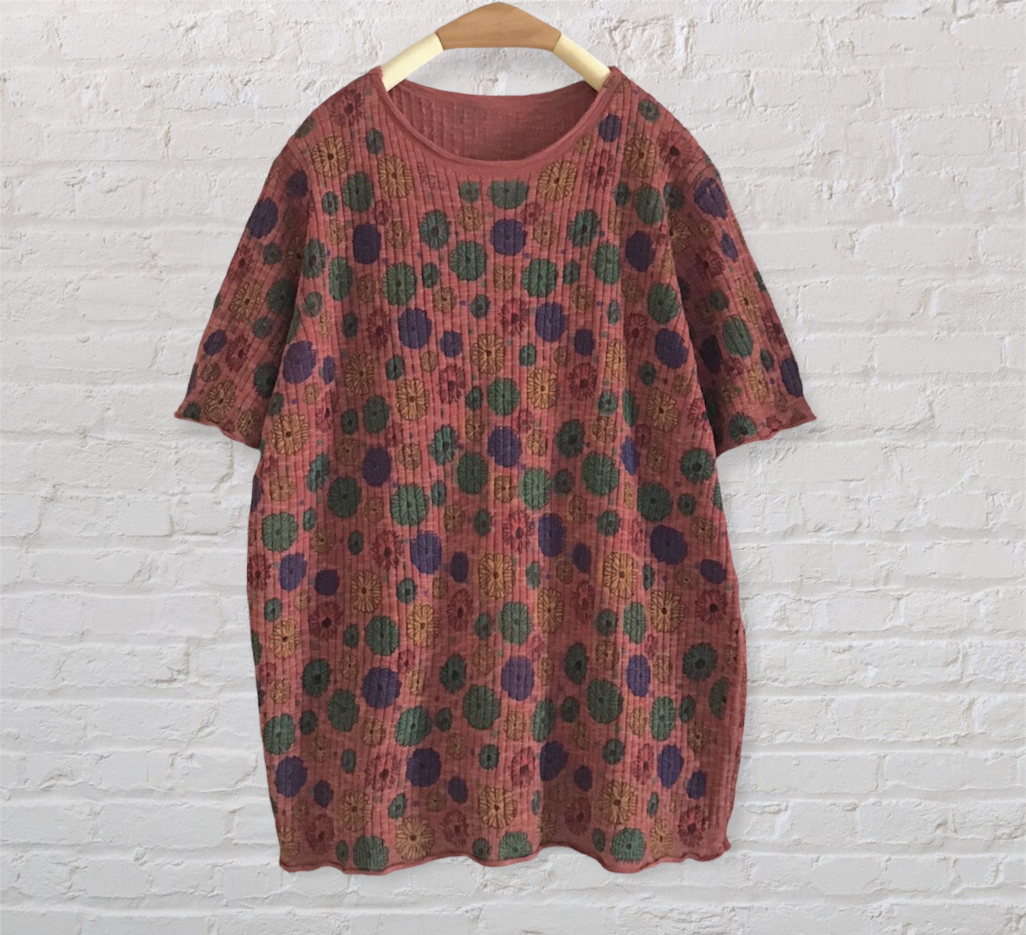 เสื้อยืดไหมพรมบางลายดอกไม้