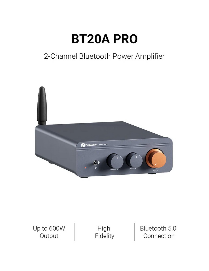 Fosi Audio BT20A Pro-48V Bluetooth Amplifier ClassD ชิป TPA3255 อัพเกรด Op-Amp ได้ ประกันศูนย์ไทย