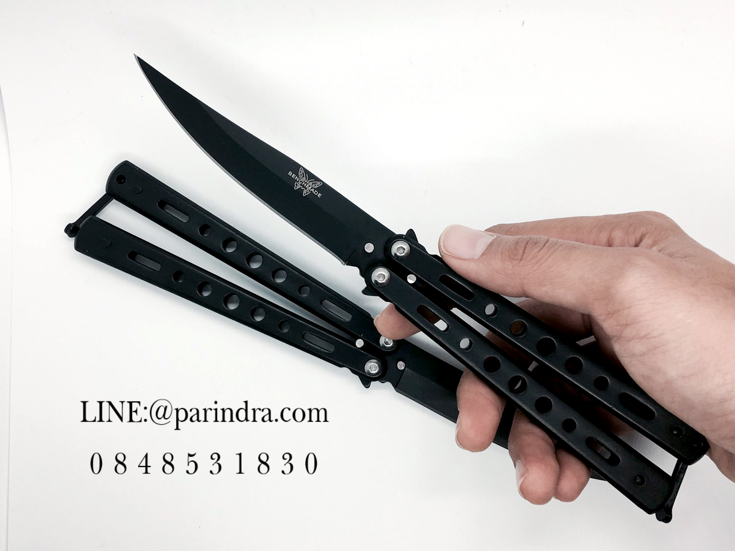 มีดบาลีซอง Balisong มีดควง มีดปีกผีเสื้อ สีดำ ขนาด 8.5 นิ้ว BLA039 ไม่มีคลิปเหน็บ