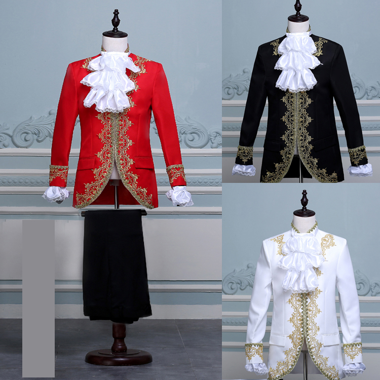 Pre-order ชุดสูทชาย สไตล์ยุโรป ปักงานละเอียด สีแดง