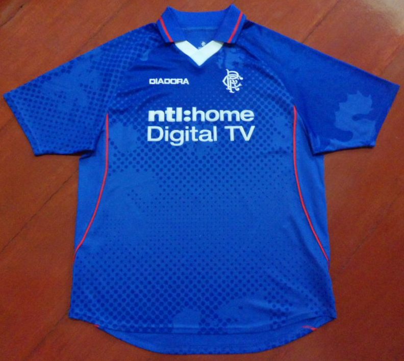 เสื้อฟุตบอล ทีมสโมสรเรนเจอร์ส ชุดเหย้า 2002/03 M-Size / RANGERS Football Shirt Home Kit 2002/03 Jersey M-Size