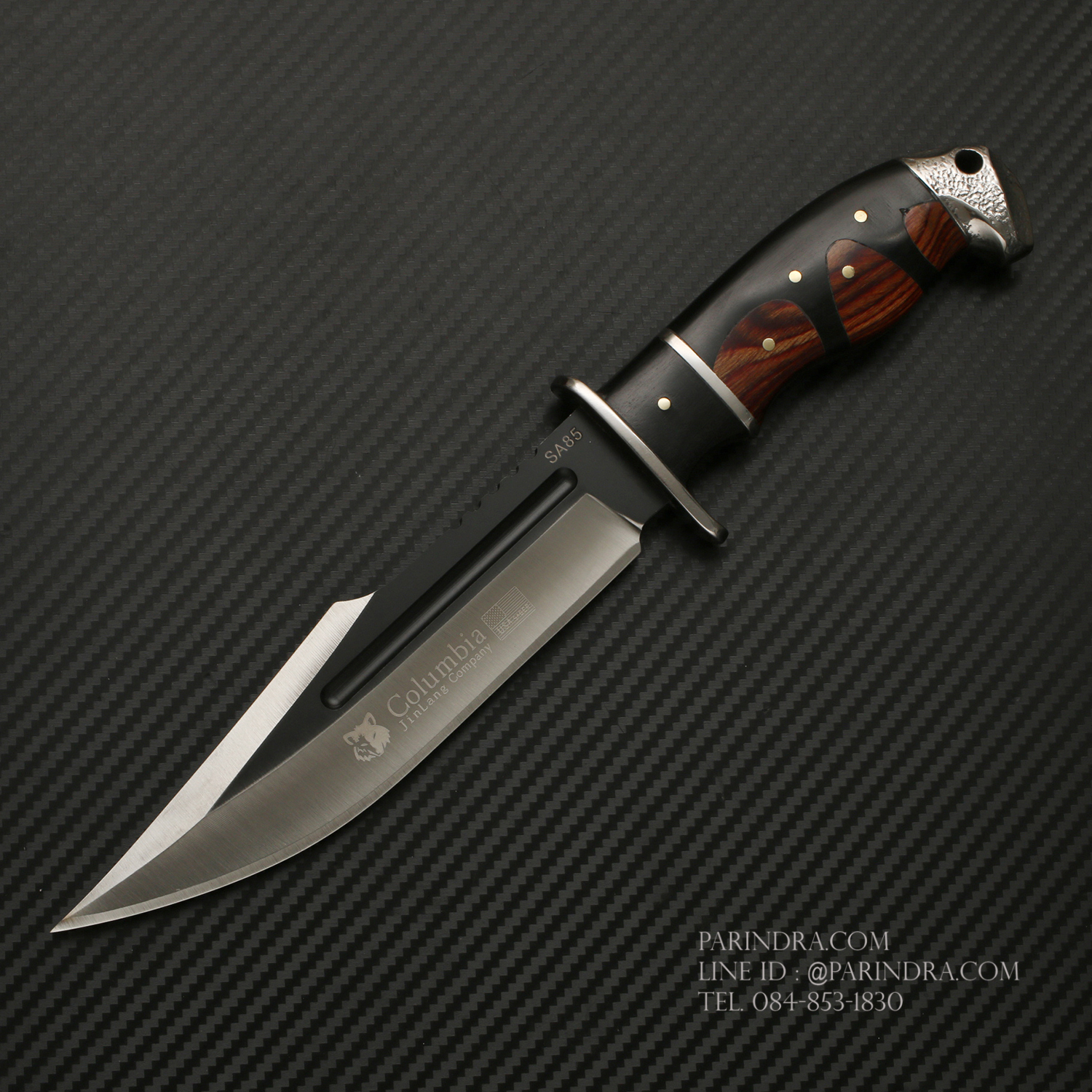 มีดเดินป่า COLUMBIA รุ่น SA85 ด้ามไม้ ทรงใบมีดสวย ทูโทน