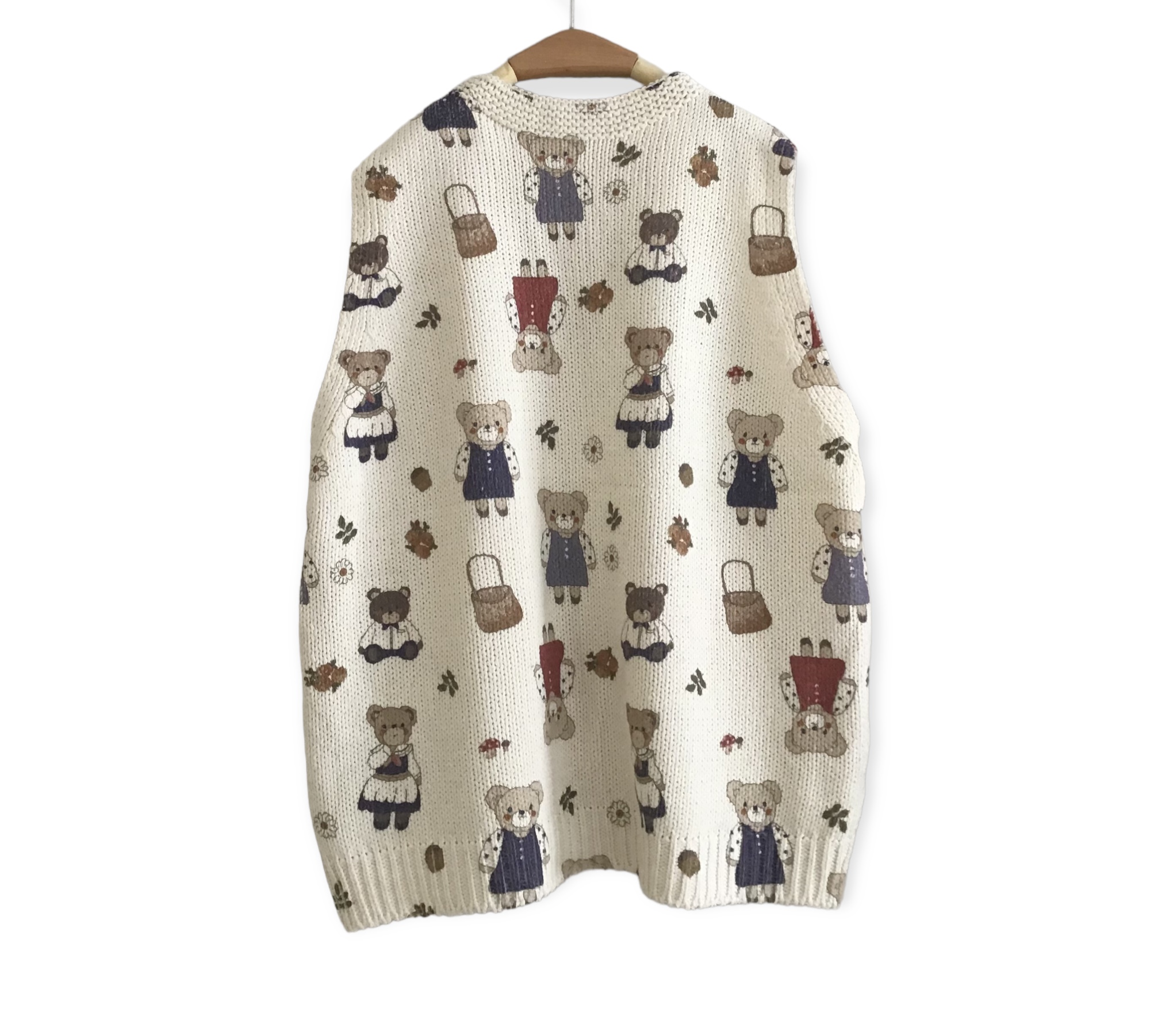 เสื้อกั๊กไหมพรมลายหมี