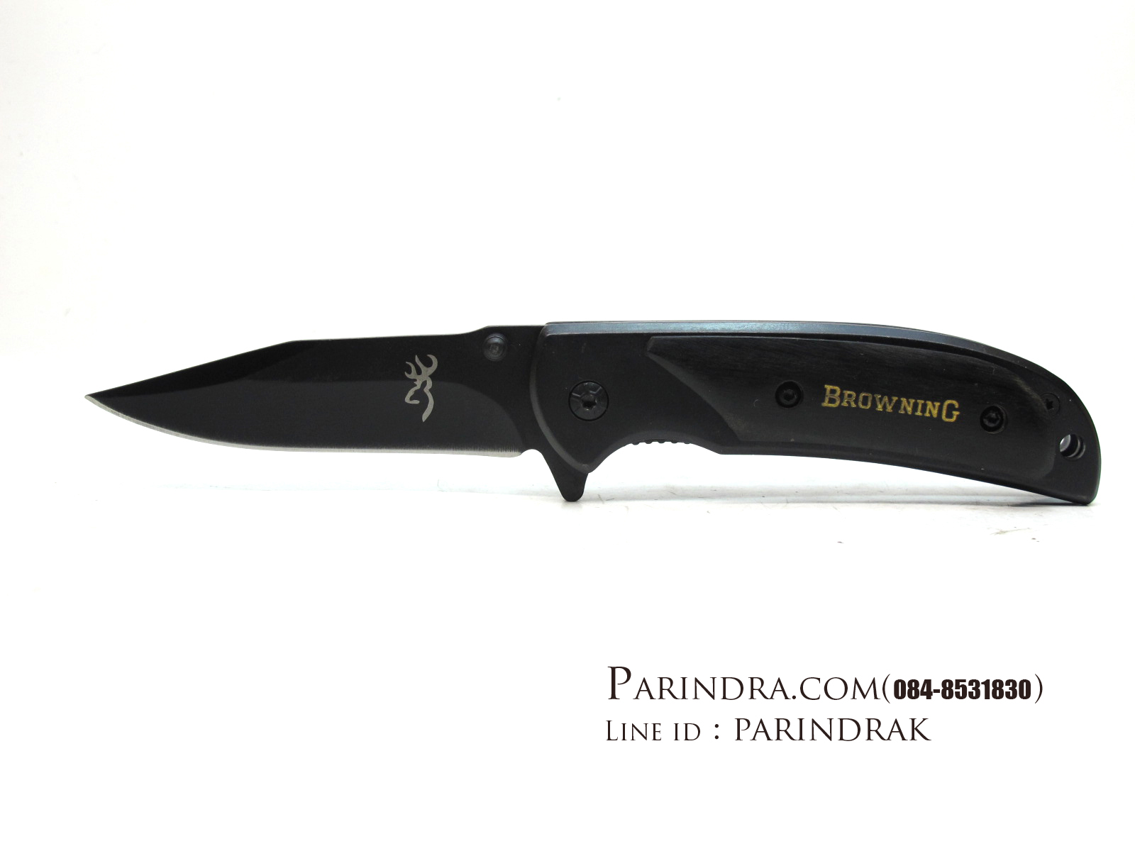 มีดพับBrowning ขนาดเล็กสำหรับพกพา สีดำสนิท ด้ามไม้ (OEM)