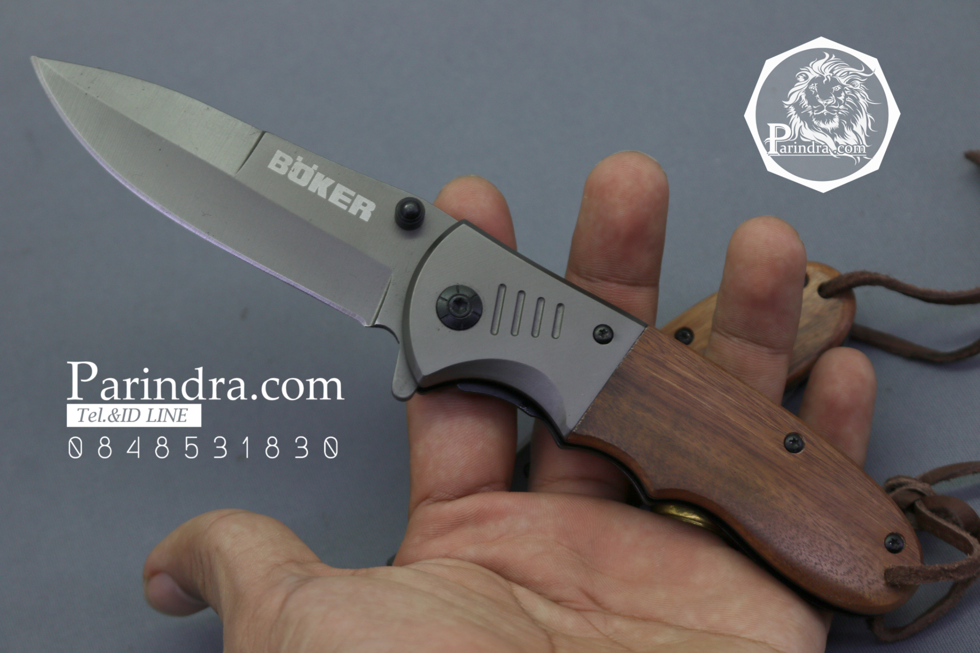 มีดพับ Boker ด้ามประกับไม้ สี Titanium Gray(OEM)