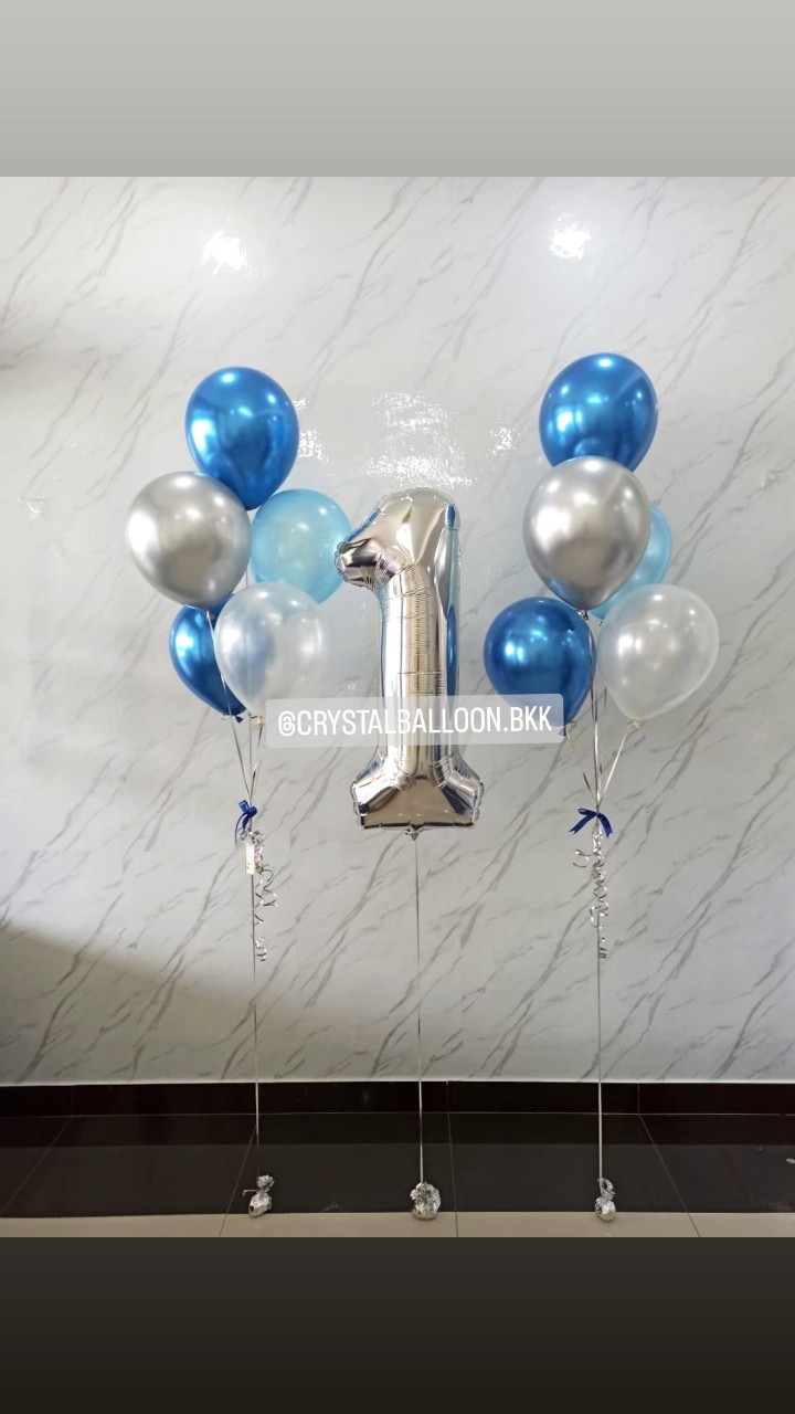 ลูกโป่ง วันเกิดเด็ก ช่อลูกโป่ง 5 ลูก 2 ช่อ พร้อม ฟอยล์ตัวเลข ขนาด 40" 1 ชิ้น พร้อมตกแต่ง สามารถเปลี่ยนสีลูกโป่ง/เปลี่ยนสี-ฟอยล์ตัวเลขได้